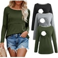 thumbnail image 1 of Women's Long Sleeve Maternity Nursing Tops Shirts Breastfeeding Clothes 3-Pack, 1 of 6