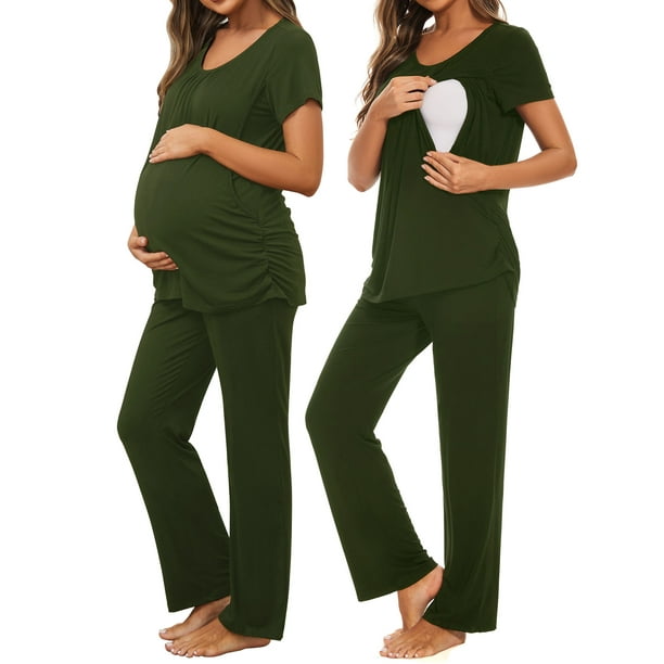 Smallshow Women s Maternity Nursing Pajamas Short Sleeve Nursing Pjs Sleepwear Set