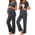 thumbnail image 1 of Women's Maternity Nursing Pajamas Short Sleeve Nursing Pjs Sleepwear Set, 1 of 7