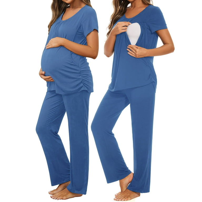 Smallshow Women's Maternity Nursing Pajamas Short Sleeve Nursing