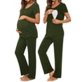 thumbnail image 1 of Women's Maternity Nursing Pajamas Short Sleeve Nursing Pjs Sleepwear Set, 1 of 7