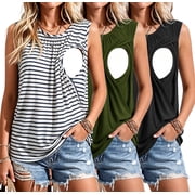 Women's Maternity Nursing Tank Top Ruched Breastfeeding Clothes 3-Pack