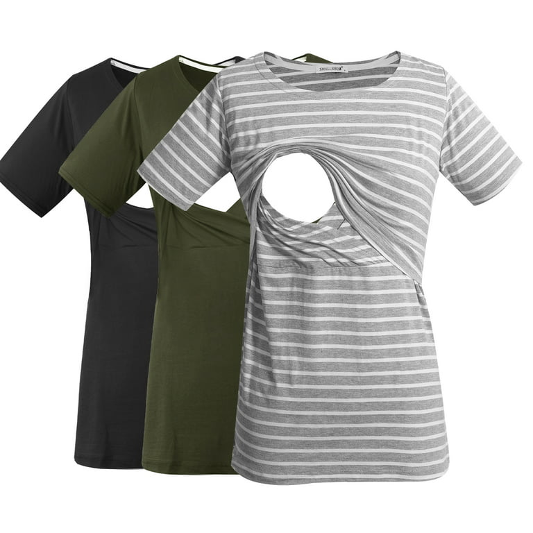 Smallshow Women's Maternity Nursing Tops Clothes Breastfeeding T-Shirts  3-Pack