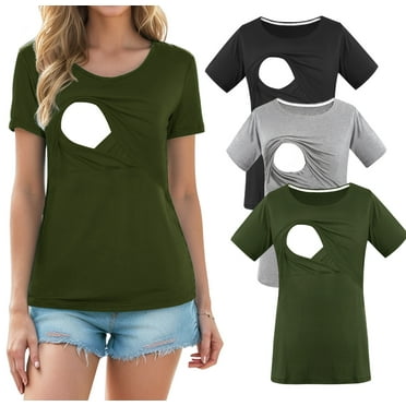 Women's Maternity Nursing Tops Clothes Breastfeeding T-Shirts 3-Pack