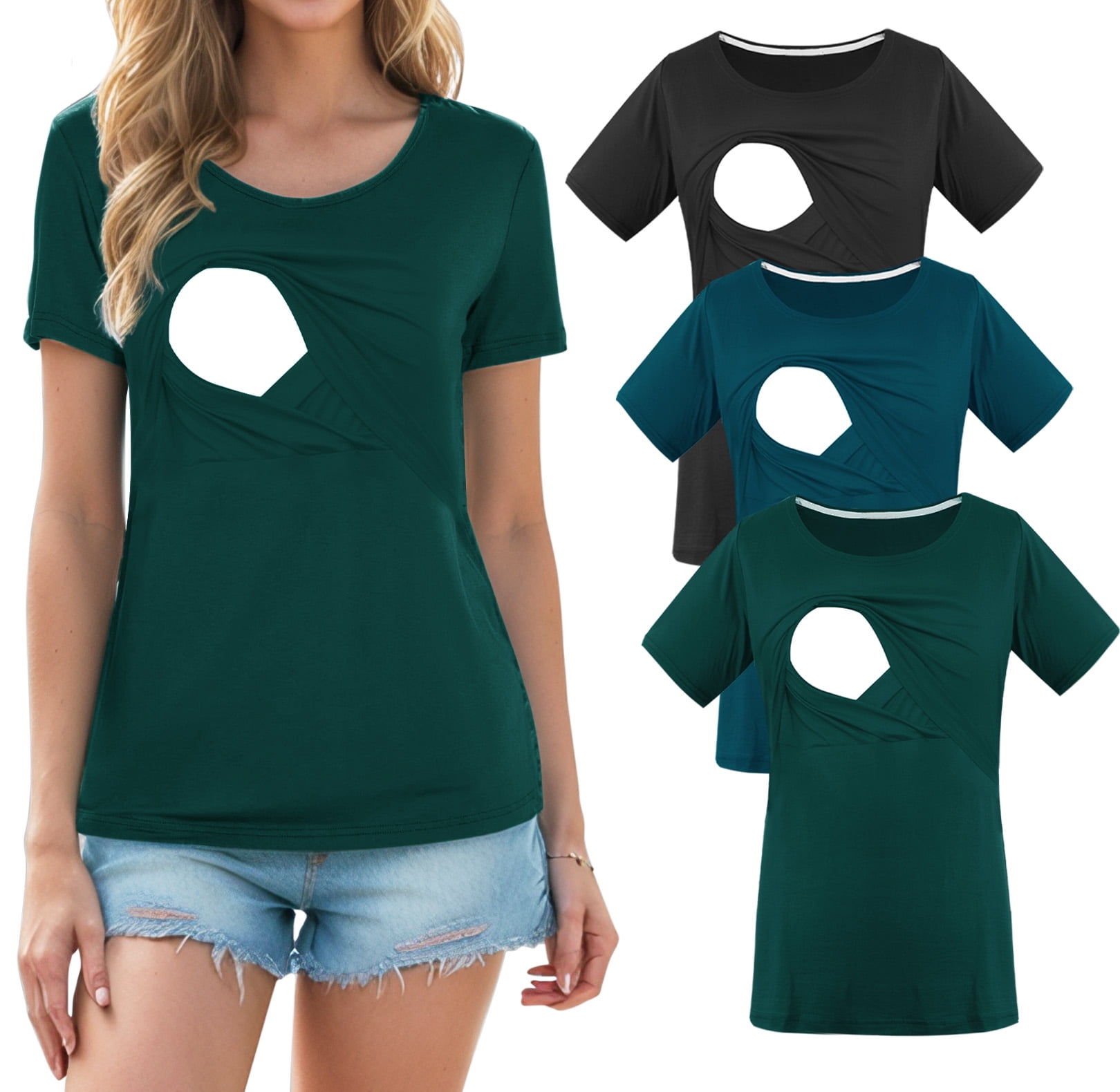 Women's Maternity Nursing Tops Clothes Breastfeeding T-Shirts 3-Pack