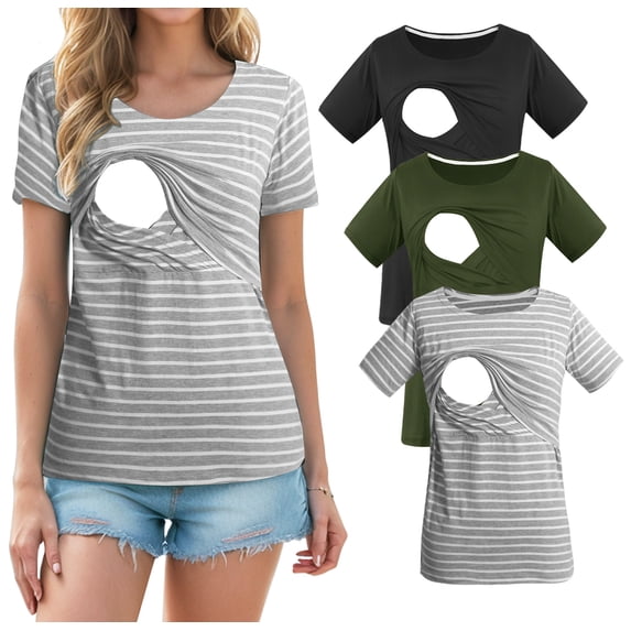 Women's Maternity Nursing Tops Clothes Breastfeeding T-Shirts 3-Pack