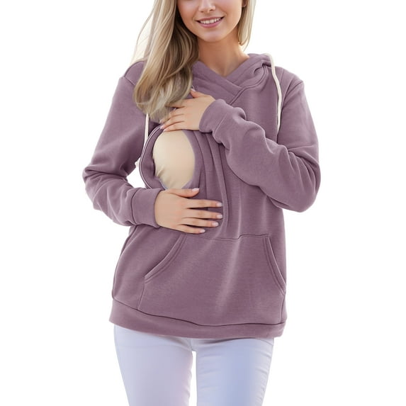 Women's Maternity Nursing Tops Hoodie Fleece Breastfeeding Shirts Clothes