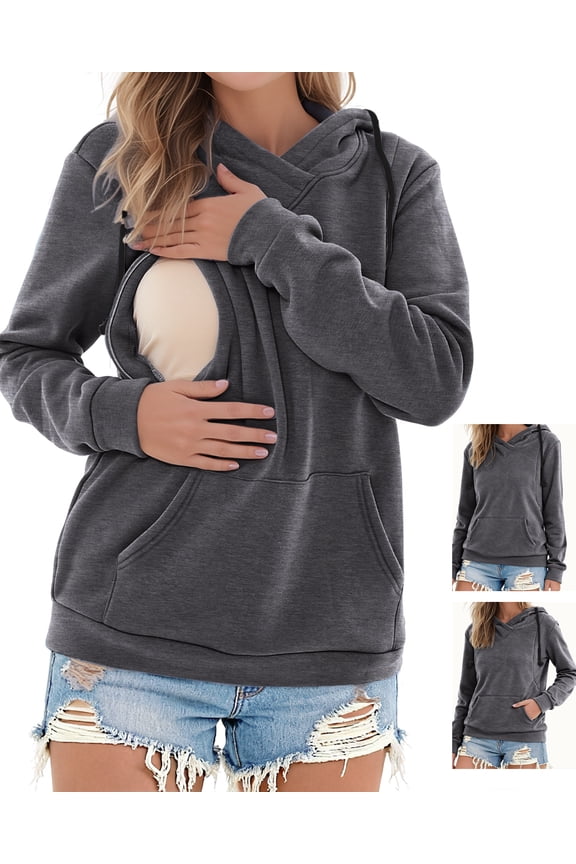 Women's Maternity Nursing Tops Hoodie Fleece Breastfeeding Shirts Clothes
