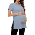thumbnail image 1 of Women's Maternity Shirts Tops Split Hem Ribbed Maternity Pregnancy Clothes, 1 of 5