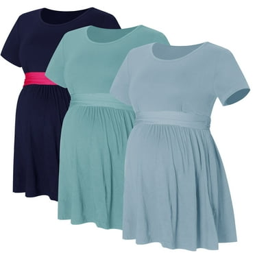 Smallshow Women's Maternity Tops Shirts Short Sleeve Pregnancy Clothes 3-Pack