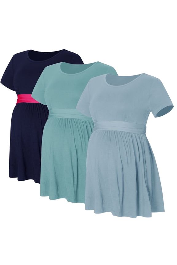 Women's Maternity Tops Shirts Short Sleeve Pregnancy Clothes 3-Pack