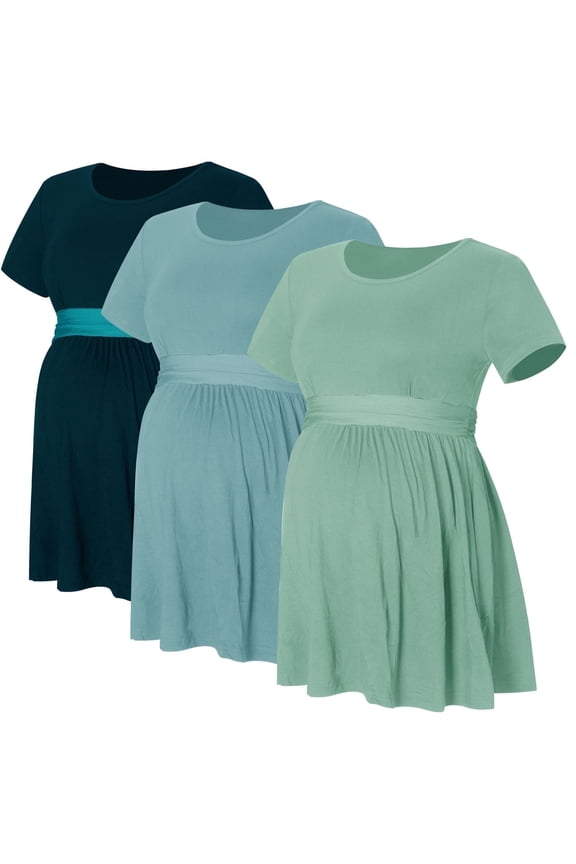 Women's Maternity Tops Shirts Short Sleeve Pregnancy Clothes 3-Pack