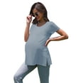 thumbnail image 1 of Women's Maternity Tops Shirts Short Sleeve Split Side Pregnancy Clothes, 1 of 6