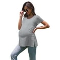 thumbnail image 1 of Women's Maternity Tops Shirts Short Sleeve Split Side Pregnancy Clothes, 1 of 6