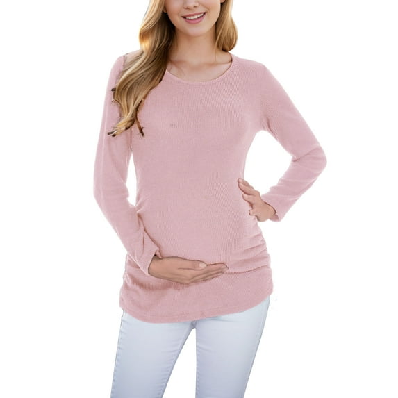 Women's Maternity Tops Sweaters Long Sleeve Knit Pregnancy Shirts Clothes