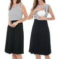 thumbnail image 1 of Women's Patchwork Maternity Nursing Dresses Sleeveless Breastfeeding Clothes, 1 of 6