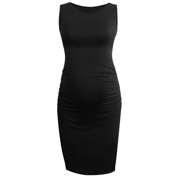 Women's Ruched Maternity Dress Clothes Sleeveless Bodycon Dress