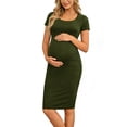 thumbnail image 1 of Women's Short Sleeve Maternity Dress Clothes Ruched Pregnancy Bodycon Dress, 1 of 7