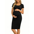 thumbnail image 1 of Women's Short Sleeve Maternity Dress Clothes Ruched Pregnancy Bodycon Dress, 1 of 6