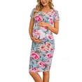 thumbnail image 1 of Women's Short Sleeve Maternity Dress Clothes Ruched Pregnancy Bodycon Dress, 1 of 5