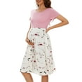 thumbnail image 1 of Women's Short Sleeve Maternity Dress Patchwork Pregnancy Clothes with Pockets, 1 of 6