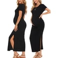 thumbnail image 1 of Women's Short Sleeve Maternity Dresses Clothes Split Pregnancy Maxi Dresses, 1 of 6