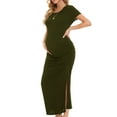 thumbnail image 1 of Women's Short Sleeve Maternity Dresses Clothes Split Pregnancy Maxi Dresses, 1 of 4