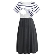 Women's Short Sleeve Maternity Nursing Dresses Breastfeeding Clothes