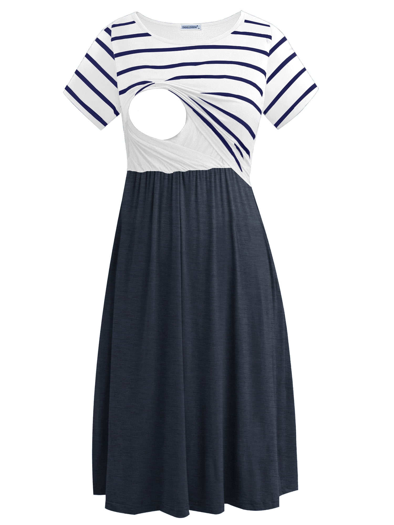 Breastfeeding Nursing Dress Full Sleeve Striped Thick Maternity Dress Breastfeeding Nursing Dress Full Sleeve Striped Thick Maternity Dress