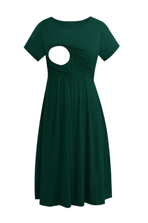 Women's Short Sleeve Maternity Nursing Dresses Breastfeeding Clothes