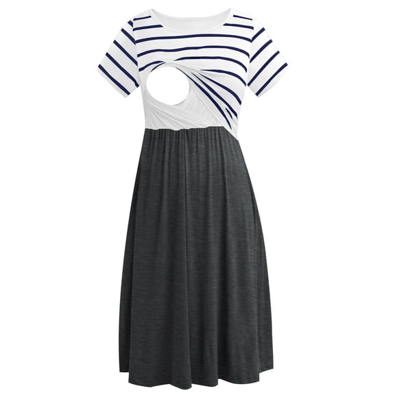 Women's Short Sleeve Maternity Nursing Dresses Breastfeeding Clothes