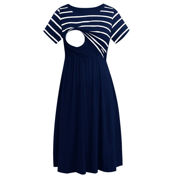 Women's Short Sleeve Maternity Nursing Dresses Breastfeeding Clothes