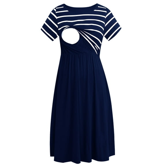 Women's Short Sleeve Maternity Nursing Dresses Breastfeeding Clothes