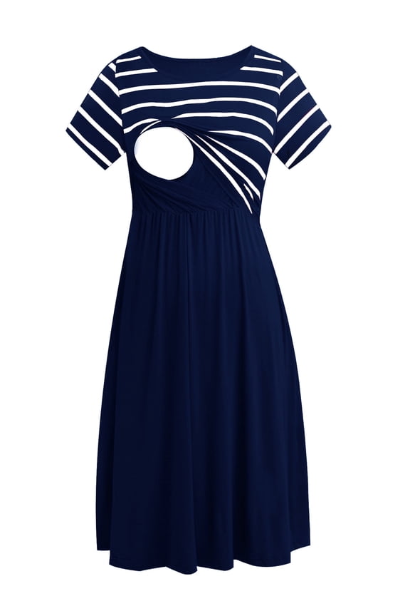 Women's Short Sleeve Maternity Nursing Dresses Breastfeeding Clothes