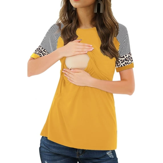 Women's Short Sleeve Maternity Nursing Shirt for Breastfeeding