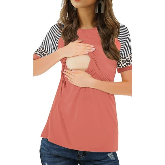 Women's Short Sleeve Maternity Nursing Shirt for Breastfeeding