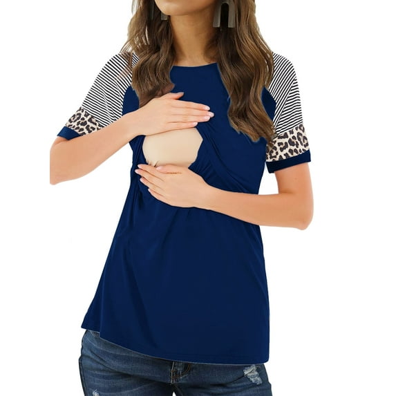 Women's Short Sleeve Maternity Nursing Shirt for Breastfeeding