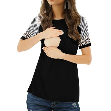 Women's Short Sleeve Maternity Nursing Shirt for Breastfeeding