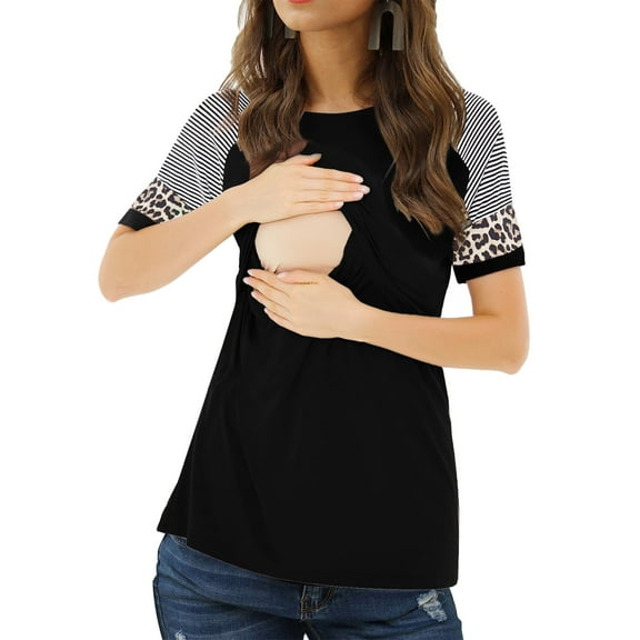 Women's Short Sleeve Maternity Nursing Shirt for Breastfeeding