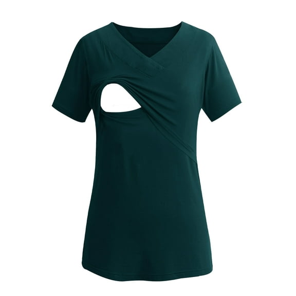 Women's Short Sleeve Maternity Nursing Tops Shirts for Breastfeeding