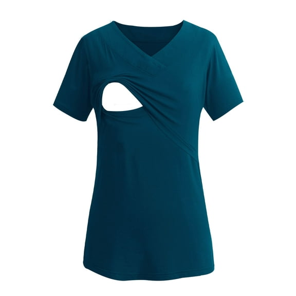 Women's Short Sleeve Maternity Nursing Tops Shirts for Breastfeeding