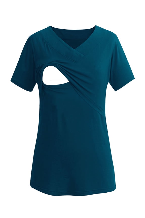 Women's Short Sleeve Maternity Nursing Tops Shirts for Breastfeeding