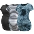 thumbnail image 1 of Women's Short Sleeve Maternity Shirt Side Ruched Pregnancy Tunic T-Shirt 3-Pack, 1 of 7
