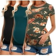 thumbnail image 1 of Women's Short Sleeve Maternity Shirt Side Ruched Pregnancy Tunic T-Shirt 3-Pack, 1 of 7