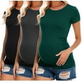 thumbnail image 1 of Women's Short Sleeve Maternity Shirt Side Ruched Pregnancy Tunic T-Shirt 3-Pack, 1 of 6
