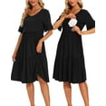 thumbnail image 1 of Women's Short Sleeve Ruffle Maternity Nursing Dresses for Breastfeeding, 1 of 4