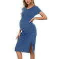 thumbnail image 1 of Women's Maternity Dress Short Sleeve Split Pregnancy Dresses Maternity Clothes, 1 of 6