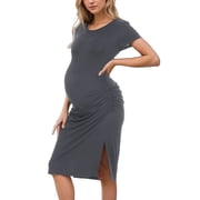 green emerald velvet dress Berylove Women Black Work Dress Bodycon Semi Formal Dress with Short Sleeves, Black / US20W