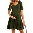 thumbnail image 1 of Women's Summer Maternity Dress Ruffle Short Sleeve Maternity Clothes, 1 of 6