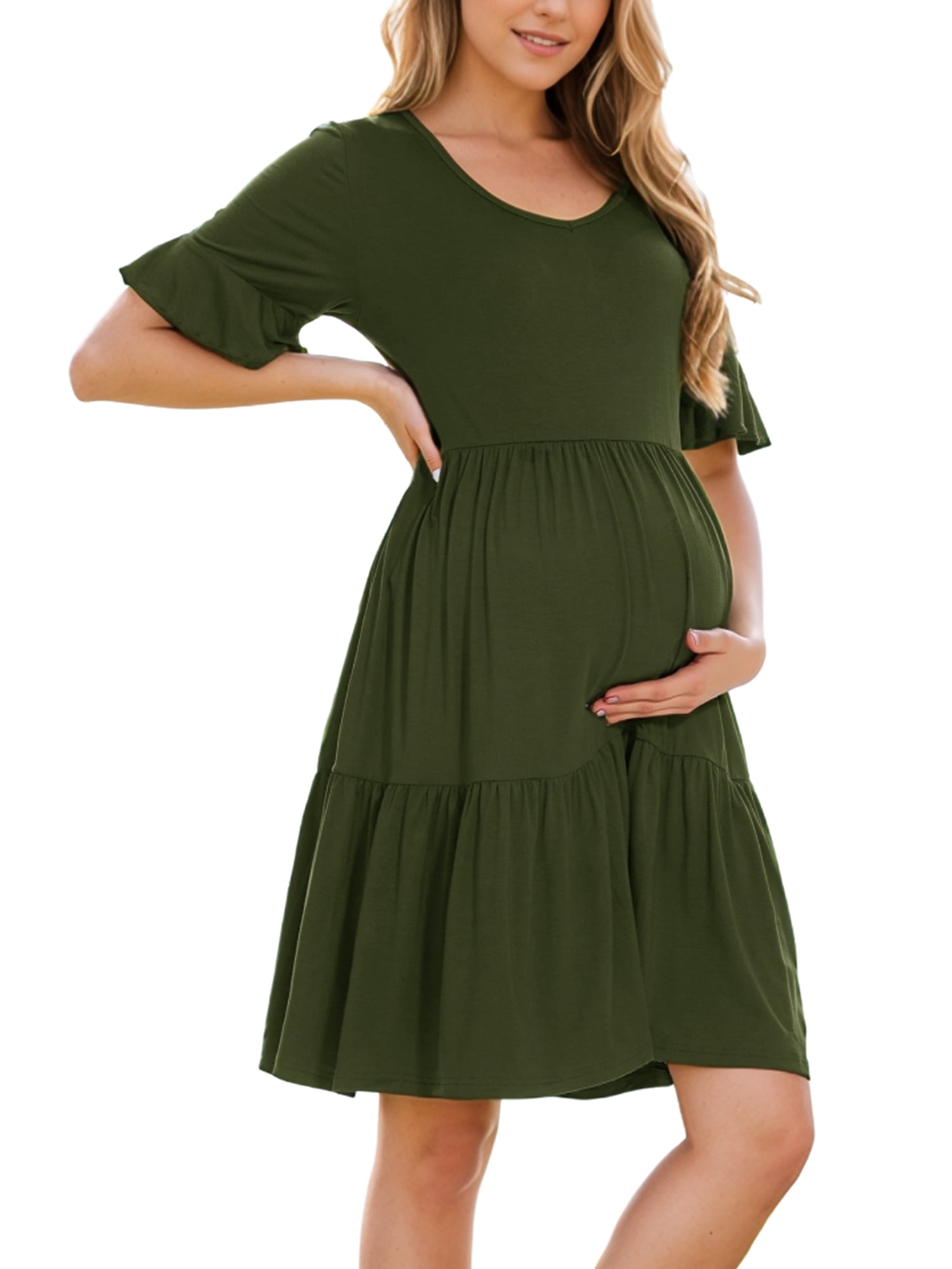 Robe De Grossesse Floral Manches Courtes - Taille S - Style Shirt Dress - Occasion Très Bon état